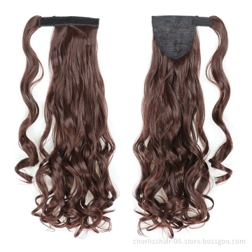 Best Selling Silky Natural Color Long Water Wave Organic Ponytail Attachment Synthetic Afro Kinky Curly Ponytail Hair Extensions